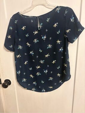 Simply Styled Navy Floral Short-Sleeve Blouse